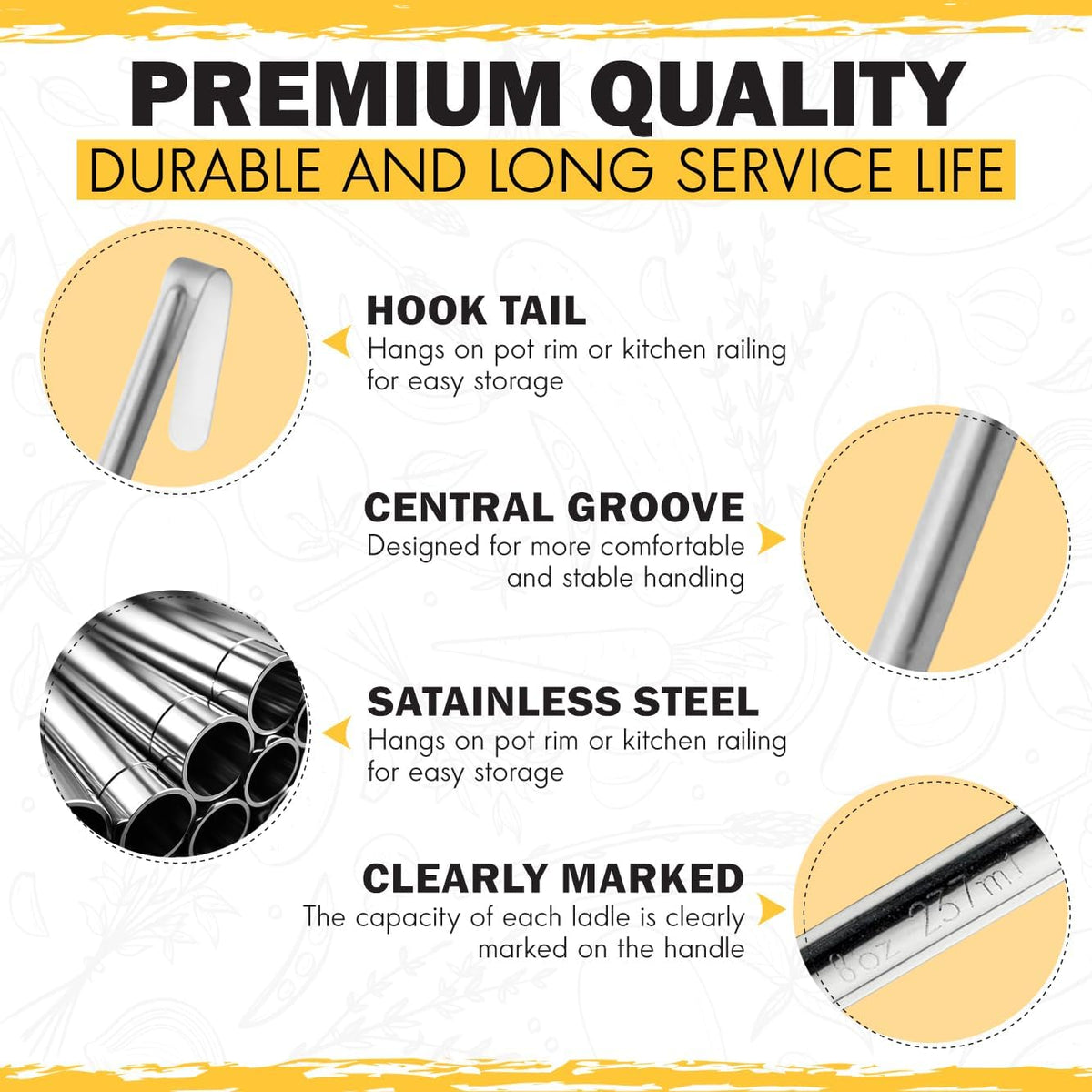Ladle - Durable Stainless Steel Ladle Serving Measuring Soup Dressing Sauce Gravy Sturdy Dependable Long Handle for Kitchen (1, 5 Oz.)