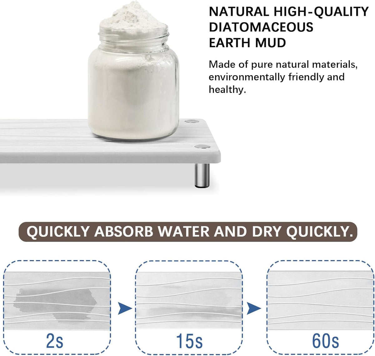 Quick Dry Sink Caddy Kitchen Sink Organizer, Water Absorbing Stone Tray for Sink, Stone Drying Tray, Diatomite Faucet Mat & Protector, Dispenser Sponge Holder, Stone Soap Tray for Bathroom Counter