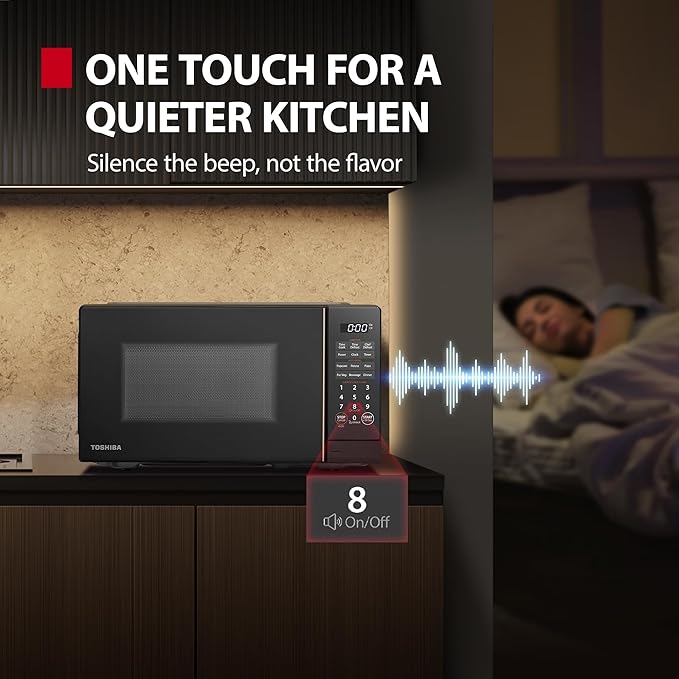 TOSHIBA Small Microwave Oven with 11 Power Levels, ChefDefrost, Sound On/Off & Eco Mode, 0.7 Cu Ft, 700W, Black, MM-EM07PA(BK)