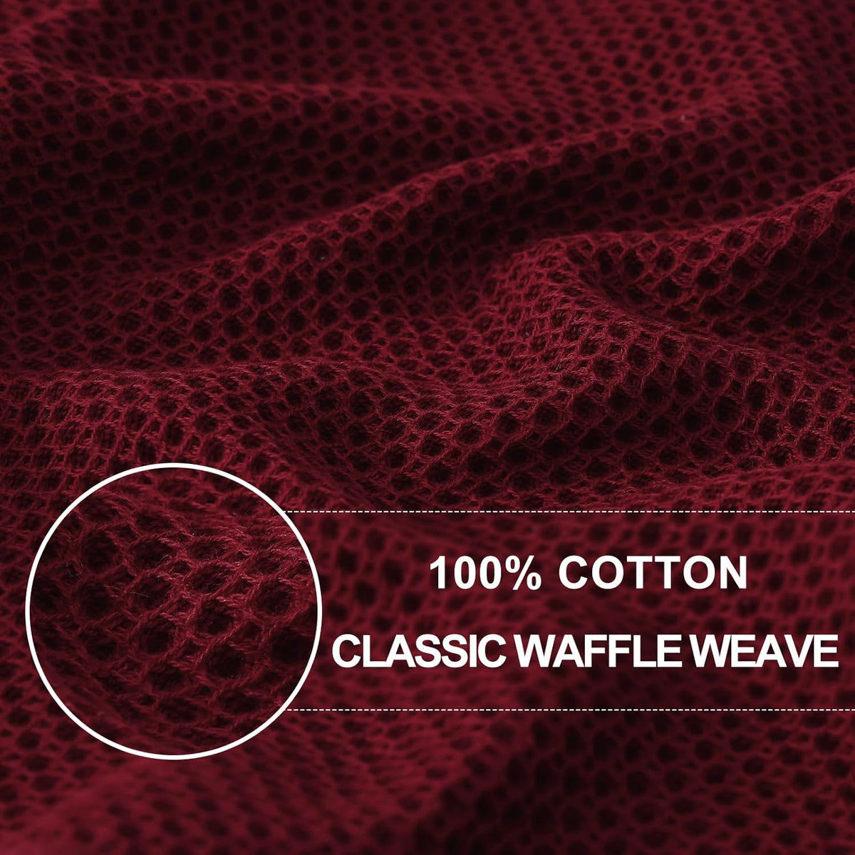 Homaxy 100% Cotton Waffle Weave Kitchen Dish Cloths, Ultra Soft Absorbent Quick Drying Dish Towels, 12 x 12 Inches, 8-Pack, Burgundy