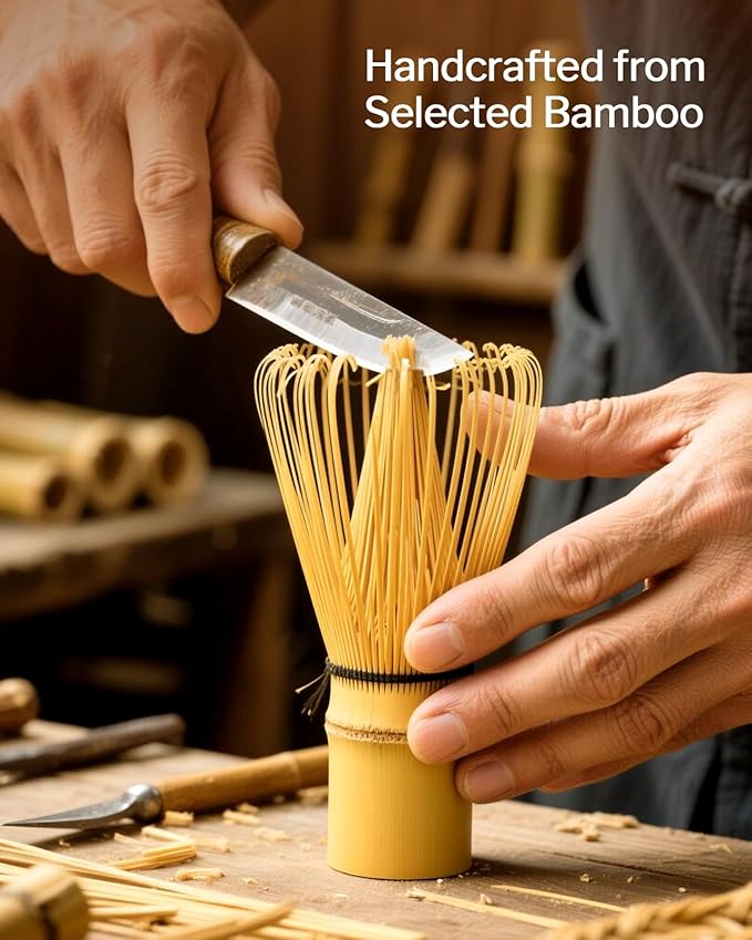 Artisan Matcha Whisk Set - 8 Pcs Premium Matcha Set with Bowl (Chawan), Bamboo Whisk & Tools | Matcha Kit for Making Breakfast/Latte | Gift for Matcha Lovers (Parrot Green)