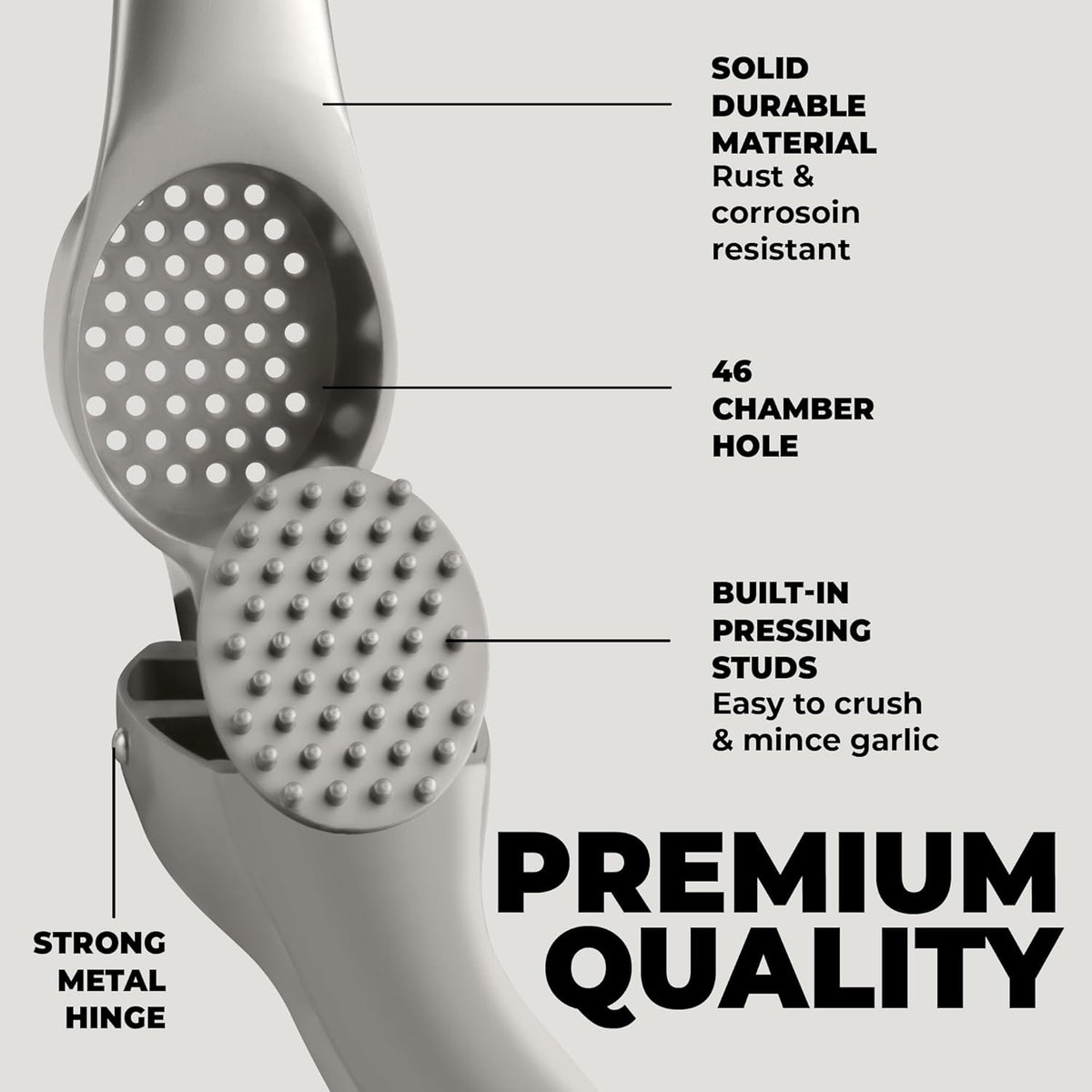 Zulay Kitchen Premium Garlic Press Set – Rust Proof & Dishwasher Safe Garlic Mincer Tool with Silicone Garlic Peeler & Brush, Easy Squeeze & Clean, Ergonomic Soft Grip Handle - Medium – Silver