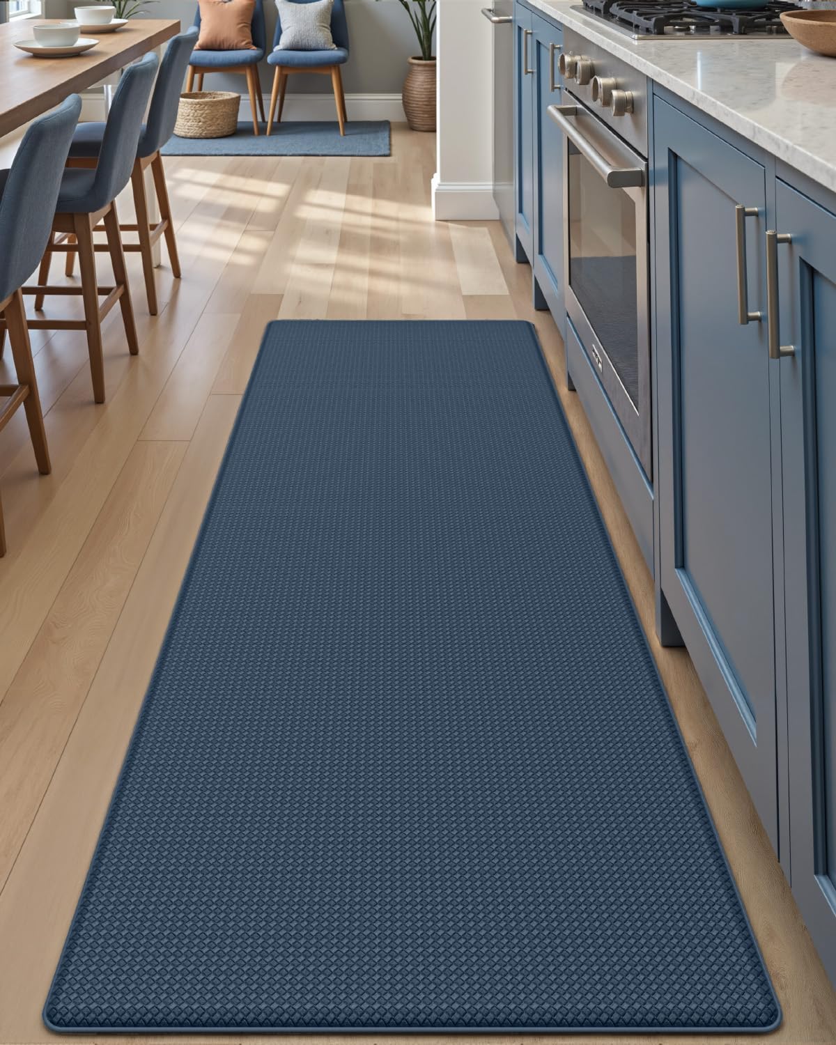 DEXI Kitchen Floor Mats Cushioned Anti Fatigue, 23x59, Large Wide Standing Runner Rug Waterproof, Comfort Memory Foam Padded for Front Sink Laundry, Navy