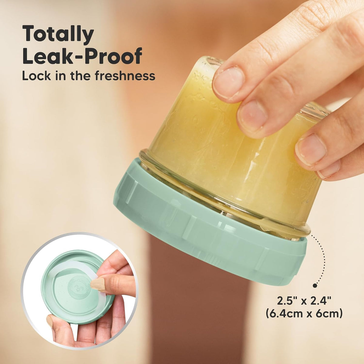 KeaBabies 6pk 4oz Glass Baby Food Containers with Lids - Leak-Proof, Microwavable Small Glass Jars, Baby Purees & Toddler Snack Storage Containers, BPA-Free, Dishwasher & Freezer Safe (Musk Dusk)