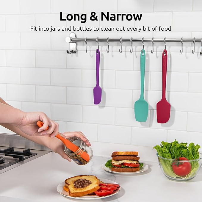 High Heat Resistant Silicone Spatula: U-Taste 600ºF Hot-Proof Food Grade Rubber Kitchen Baking Scraper, Flexible and Sturdy Cooking Utensil for Mixing Scraping in NonStick Cookware (4PCS, Multicolors)