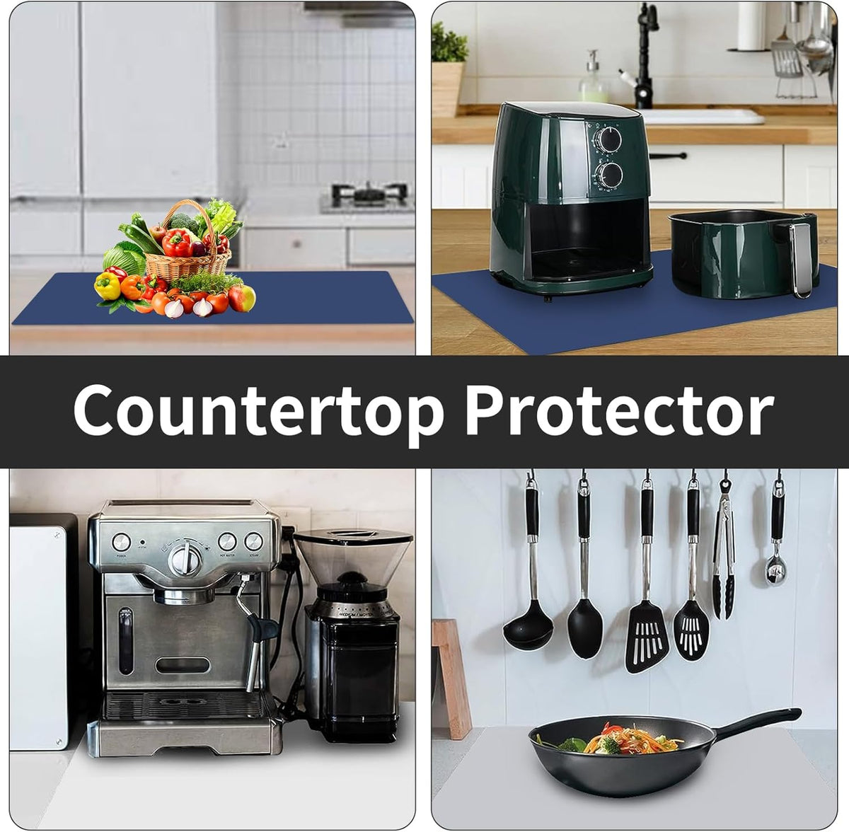 2MM Extra Thick Silicone Mats for Kitchen Counter (47.2"x23.6"x0.08"), Kitchen Island Largest Heat-Resistant Mat, Thicker Non-slip Desk Protect Mat, Multipurpose Countertop Protector, Dark Gray