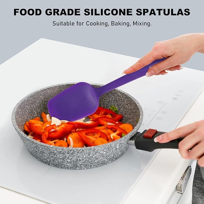 NileHome Silicone Spatula Set, 6 Pieces Food Grade Kitchen Utensils with Silicone Brush Heat Resistant Dishwasher Safe BPA-Free Rubber Spatula for Scraping, Baking, Cooking, Mixing-Multicolor