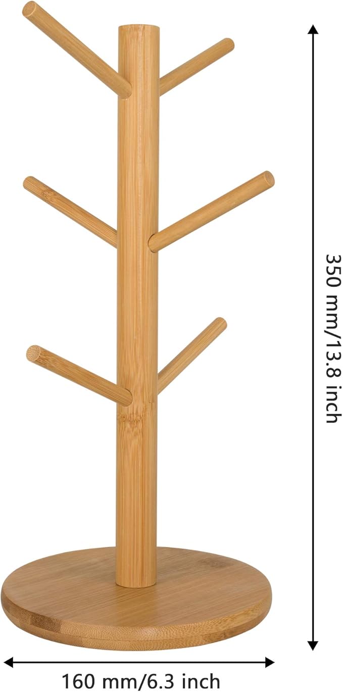 MyLifeUNIT Mug Holder Tree, Coffee Cup Holder with 6 Hooks (Yellow)