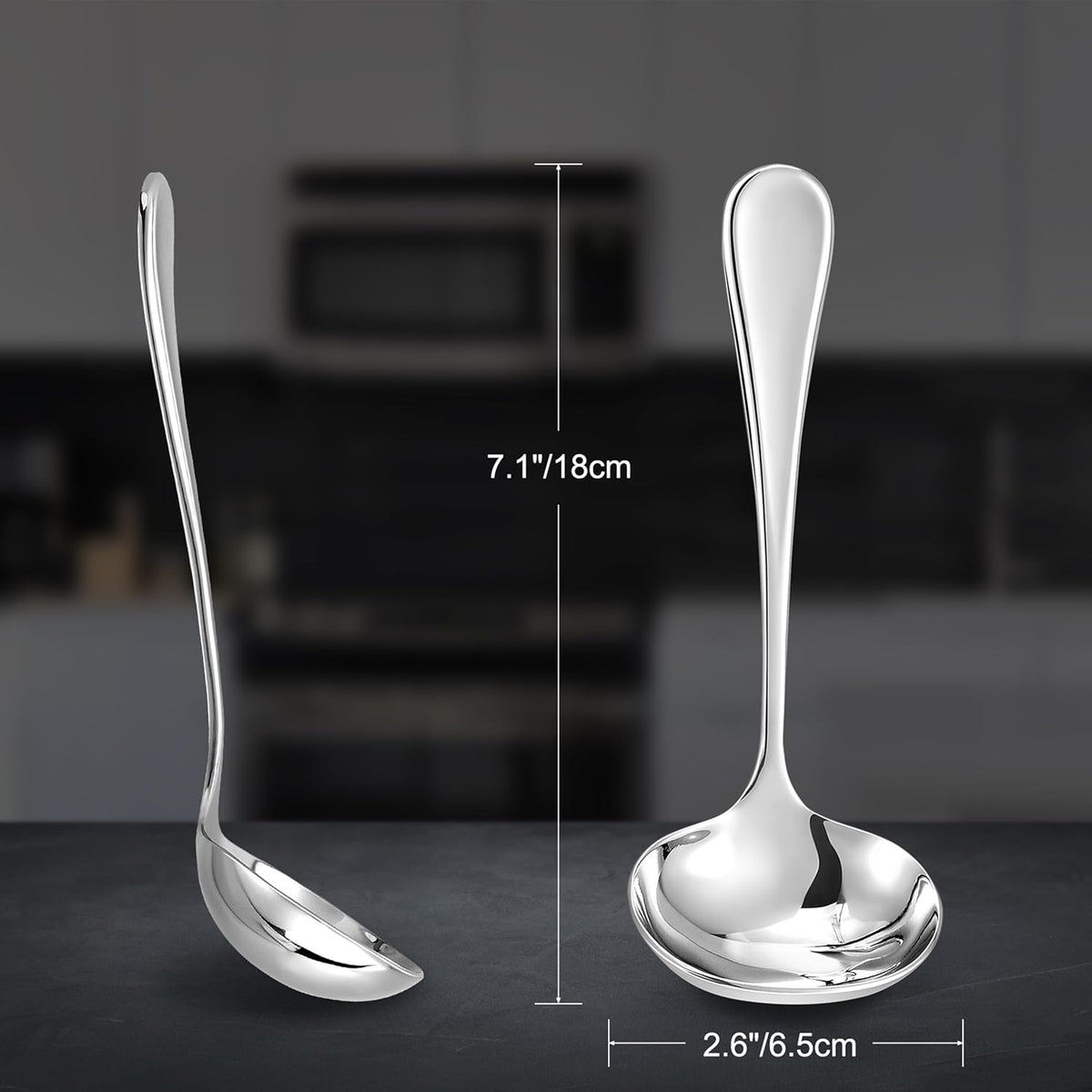 KEAWELL Premium 7.1" Verona Gravy Ladle, 18/10 Stainless Steel, Heavy-Duty with Deep Bowl, High-Polished Finish, Ergonomic Handle for Smooth Pouring, Dishwasher Safe (1, 7.1" Gravy Ladle)