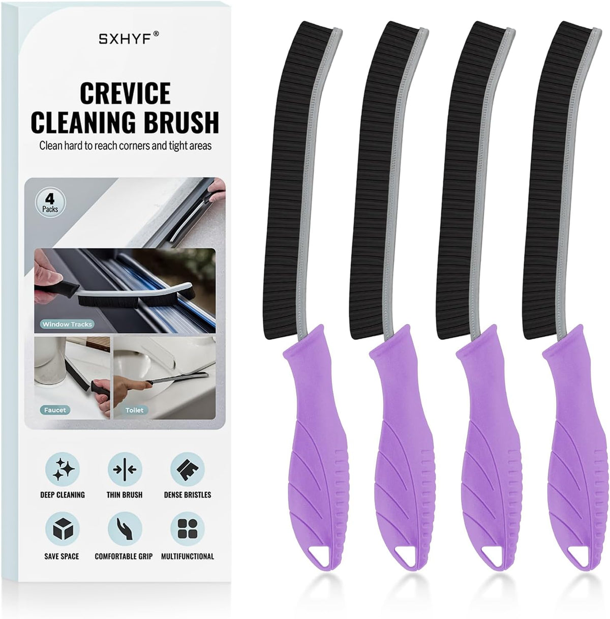 SXhyf Crevice Cleaning Brush - Grout Scrub Brush, House Cleaning Supplies, Gap Cleaning Tools, Home Essentials, Gifts for Women Men, Hard Bristle Crevice Cleaner Brush for Household Use, Bathroom
