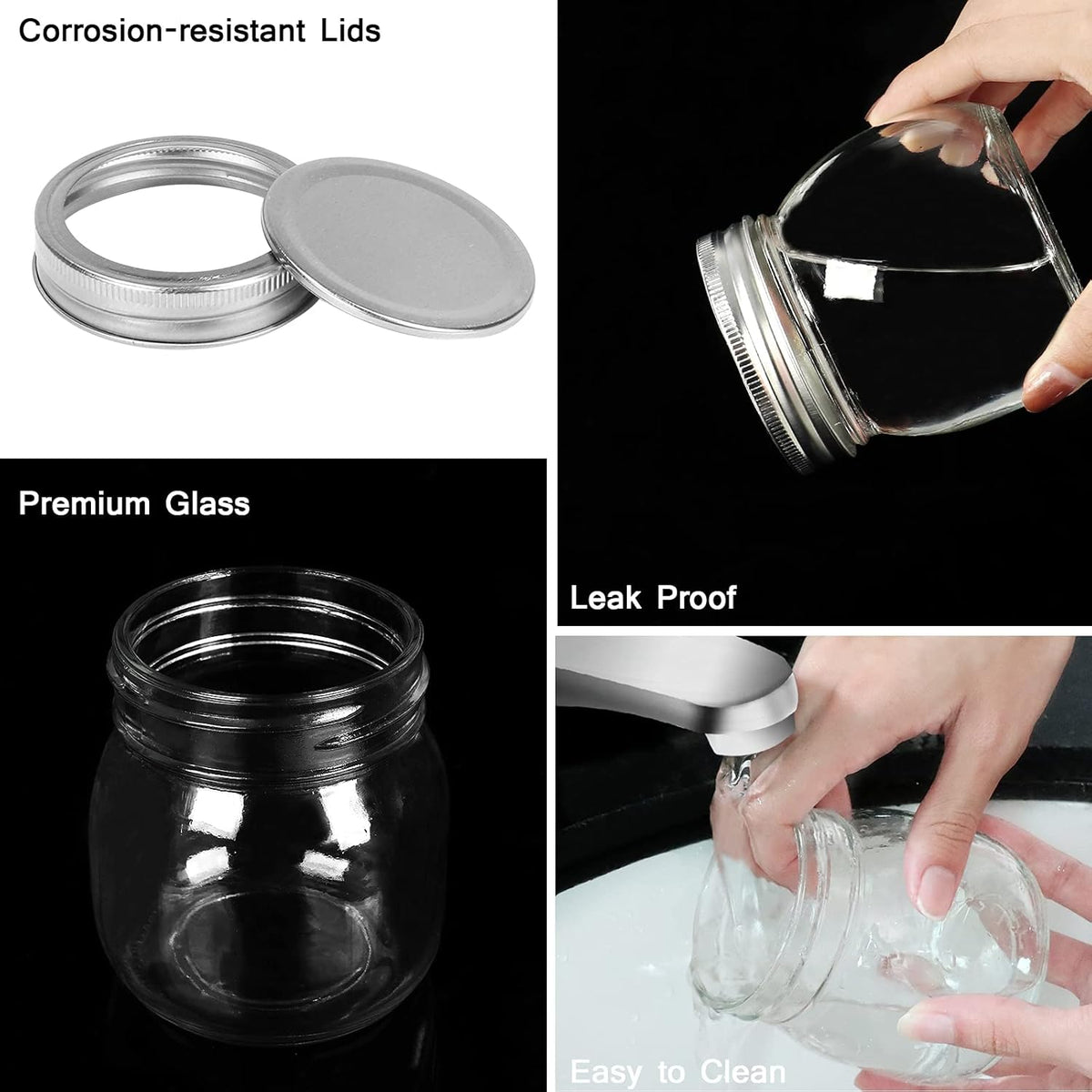 10 oz Mason Jars, 24 Pack 300ml Glass Canning Jars with Regular Mouth Lids, Glass Jars Storage Containers for Overnight Oats, Jam, Jelly, Honey, Beans, Spice, Wedding Party Favors, Shower Favors