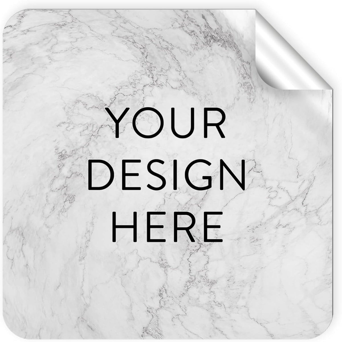 100 Custom Vinyl Stickers - Upload Your own Image, Text, Design, Logo - Personalized Logo Labels for Handmade, Packaging, Bottle, Jars, Candle, Brand Stickers (Silver Marble, 2x2 Square)