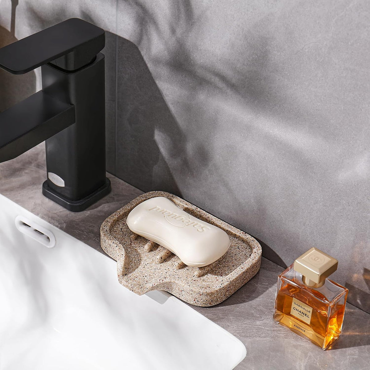 Self Draining Soap Dish- Bar Soap Holder for Shower, Large Soap Savers Soap Tray Sponge Holder for Kitchen Bathroom Bathtub Sink, Linen
