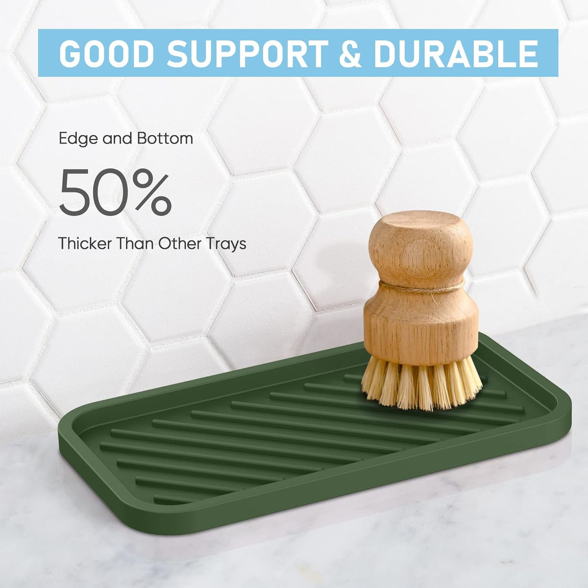 EG-SIPRO Silicone Sponge Holder, Large 10" Kitchen Sink Organizer Tray with Soap & Sponge Holder for Bathroom Counter & Dish Soap