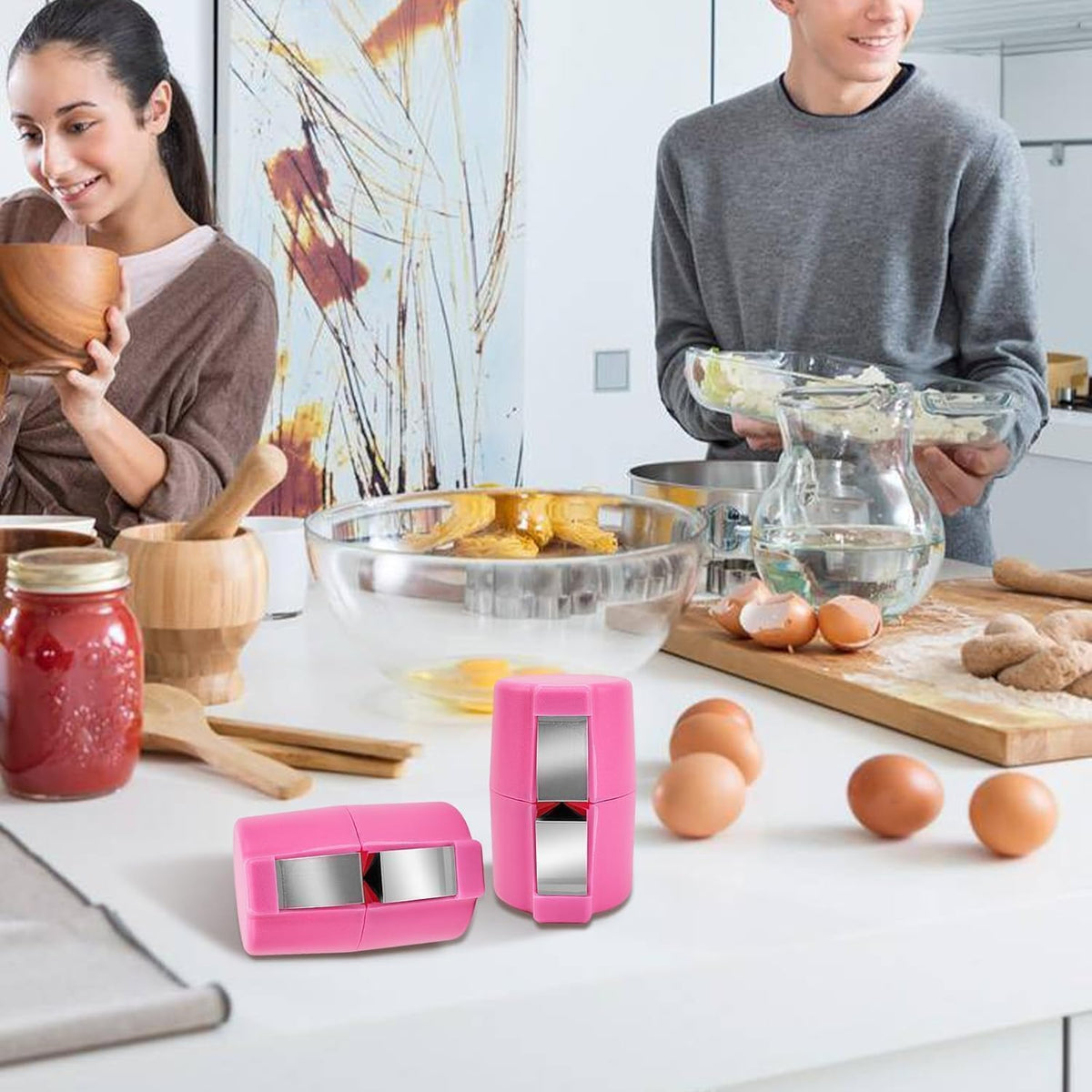 Egg Topper Cutter Tool Egg Cracker Tool Egg Shell Opener Hard Boiled Egg Peeler Egg Shell Opener for Hard Boiled Eggs Egg Cracker Tool For Eggs Kitchen Gadgets (2, Pink)