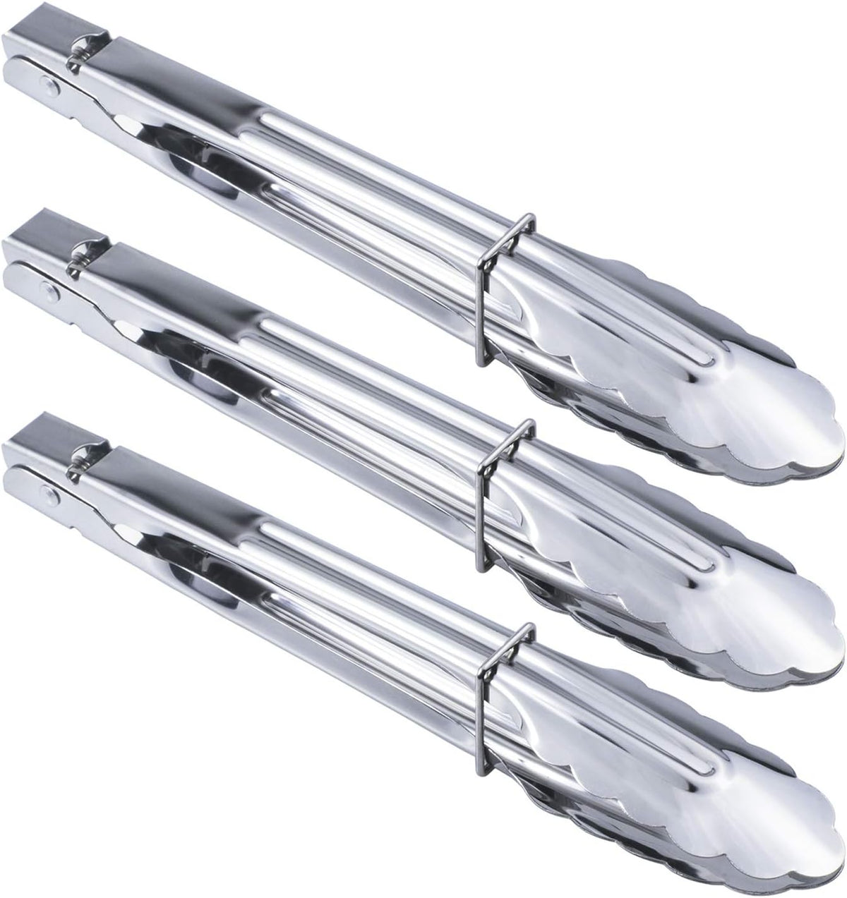 Stainless Steel Serving Tongs Metal Cooking Tongs (9-Inch 3 Pieces)