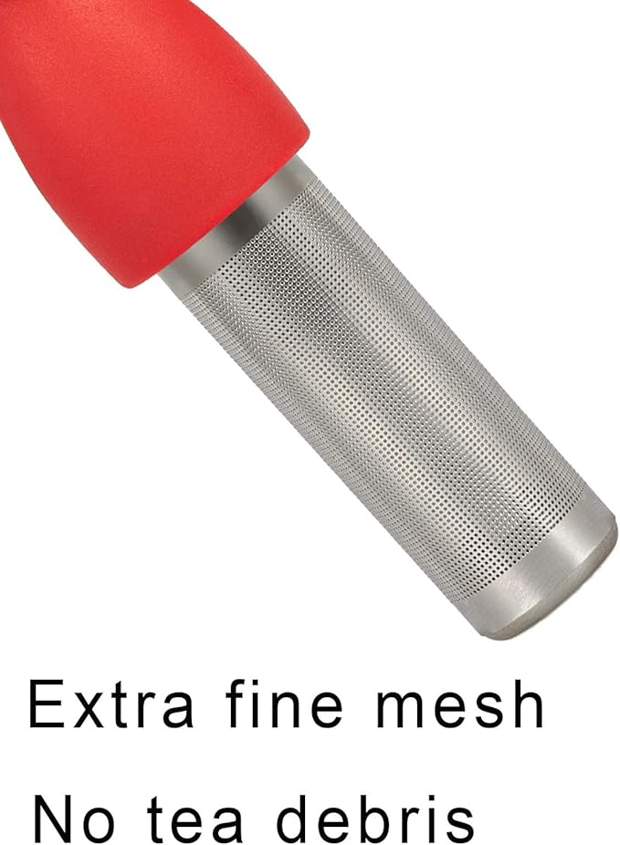 Leden Tea Infuser Cute Tea Strainer for Loose Tea Stainless Steel Fine Mesh Tea Ball Steeper with Silicone Lid for Mug and Cup, Red