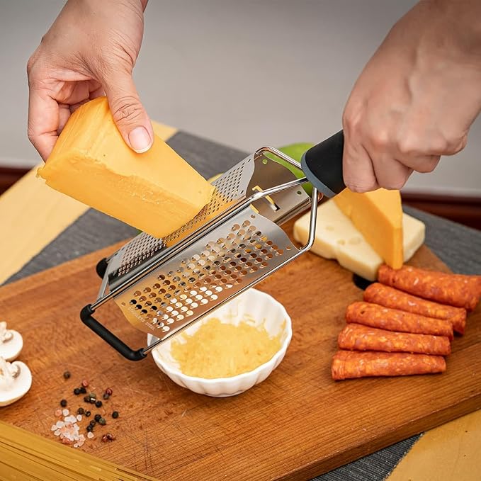 3 in 1 Cheese Grater Zester Citrus Lemon 304 Stainless Steel Zester Versatile Sharp Tool for Parmesan Cheese Ginger Garlic Nutmeg Chocolate Vegetables Fruits 12''