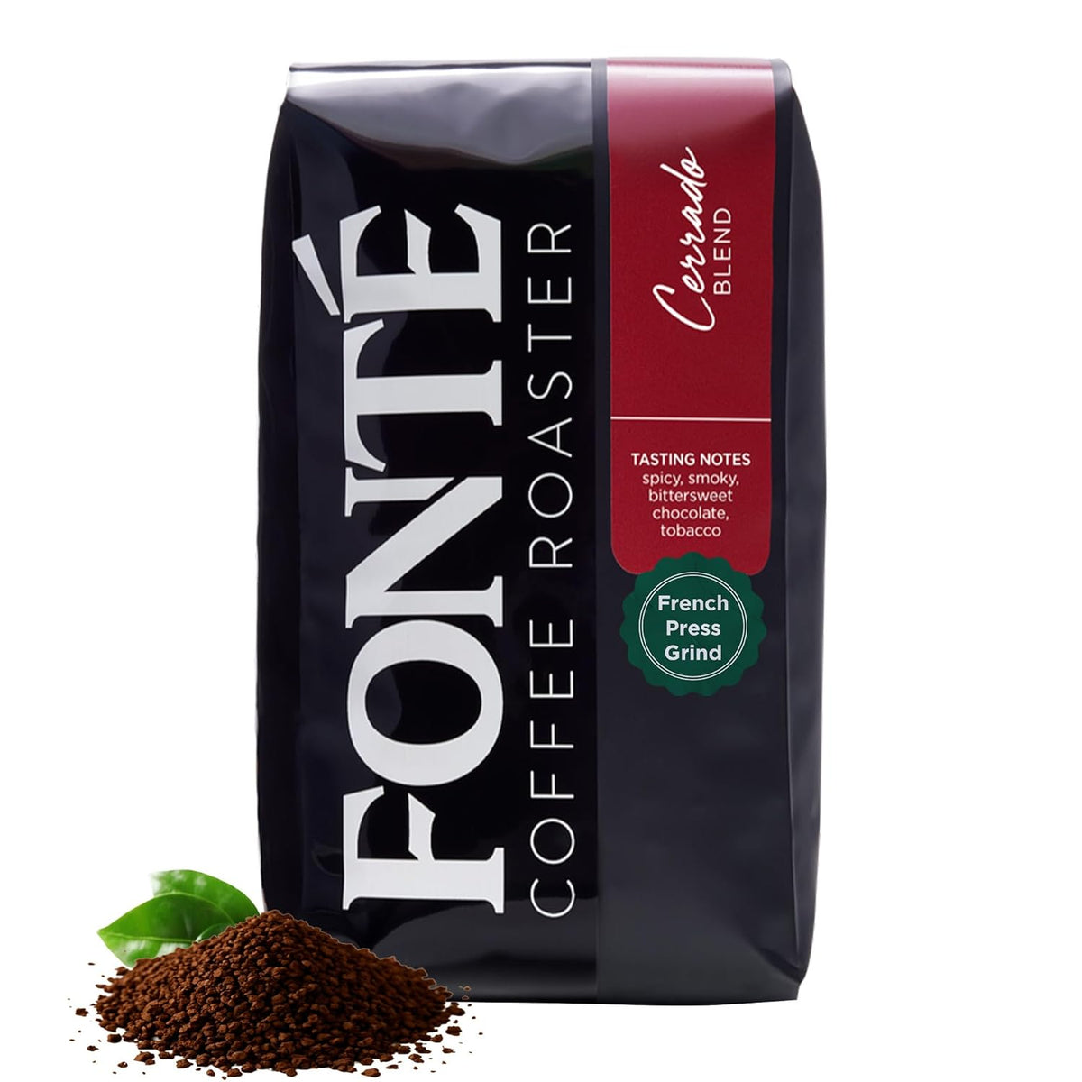 Fonte Coffee Roaster - French Press Coffee - Medium-Dark Fresh Roast - Roasted in Seattle - Single Origin - 12 oz - Spicy, Smoky, Bittersweet Chocolate, Peat - Cerrado