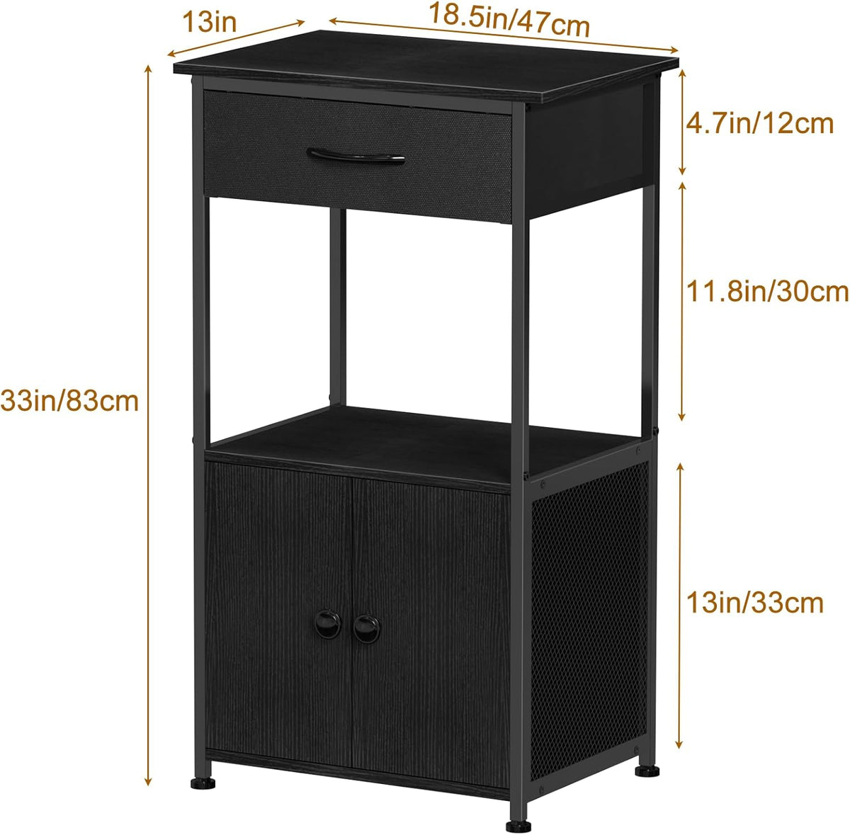 4-Tier Small Coffee Bar with Storage,Kitchen Stand,Farmhouse-Style Coffee Bar with Storage Featuring 2-Door Cabinet for Living Room,Kitchen (Black)