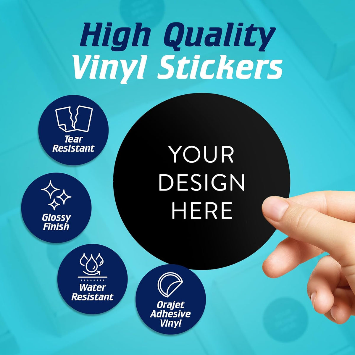 5-1000 Custom Vinyl Stickers - Upload Your own Image, Text, Design, Logo - Personalized Logo Labels for Handmade, Packaging, Bottle, Jars, Candle, Brand Stickers (Black, 4x4)