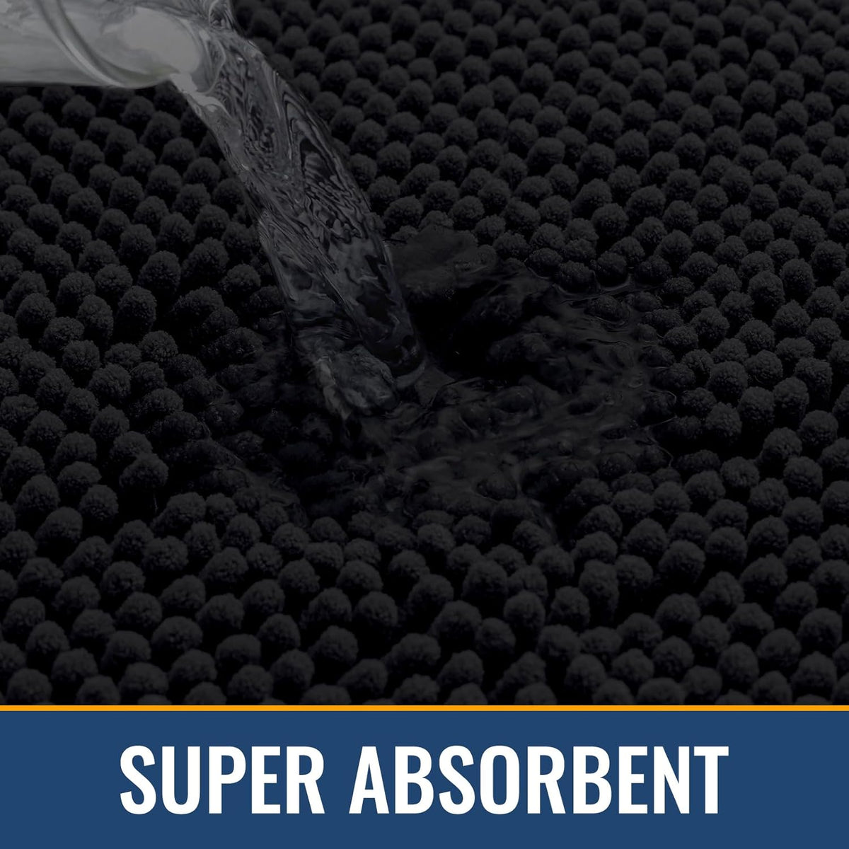 Arotive Bathroom Rugs 30x20, Extra Soft Absorbent Shaggy Chenille Bath Rugs, Machine Washable Rubber Backing Non-Slip Bath Mats for Bathroom Floor Tub and Shower, Home Decor Accessories, Black