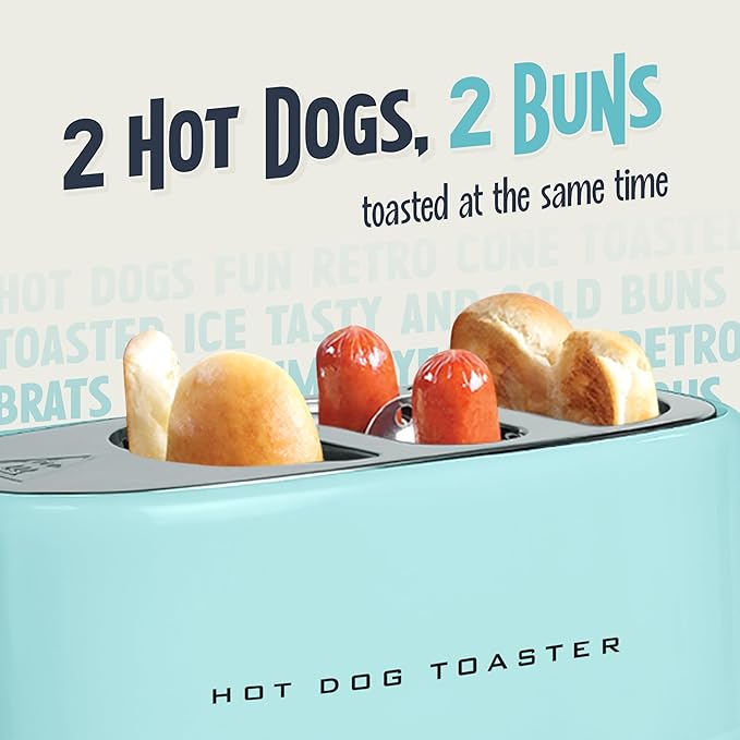 Nostalgia Pop-Up 2 Hot Dog and Bun Toaster With Mini Tongs, Works with Chicken, Turkey, Veggie Links, Sausages and Brats