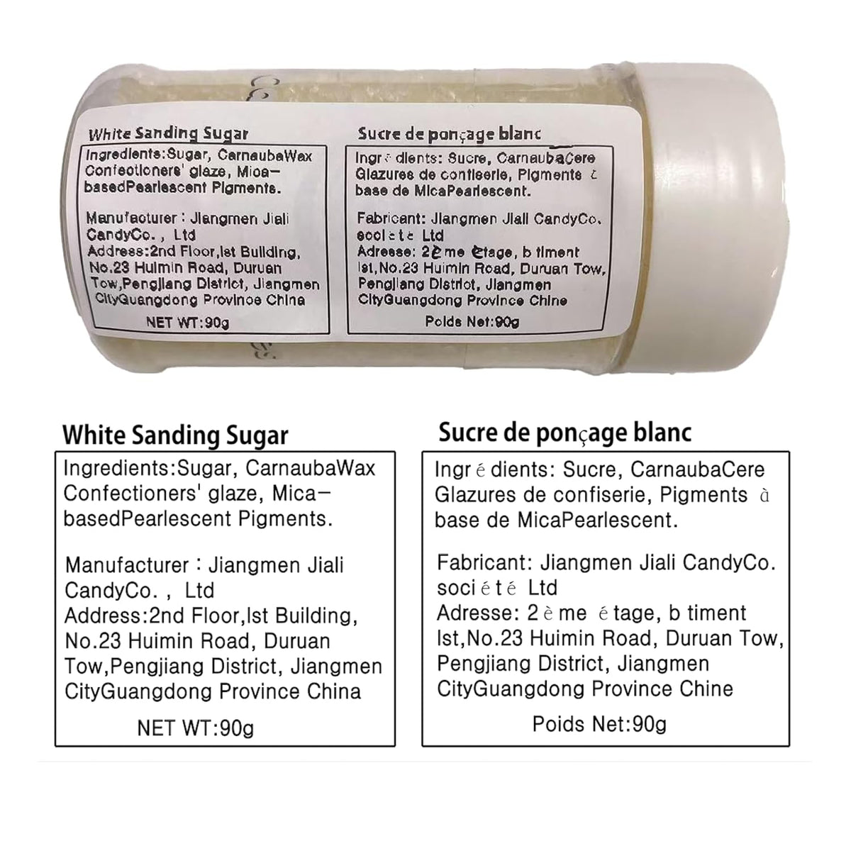 Sentovac White Sanding Sugar for Baking Edible Sparkling Sugar Sprinkles Coarse Sugar Crystals for Baking Topping Cake Cookie Cupcake Topper Ice Cream Decoration Supplies 3.2 OZ