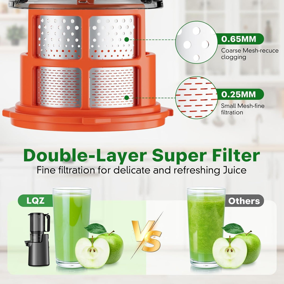 Cold Press Juicer, Masticating Juicer with 5.4" Wide Feed Chute, 350w Slow Juicer Machines Fit Whole Vegetables and Fruits with High Juice Yield, Easy to Clean (Black)