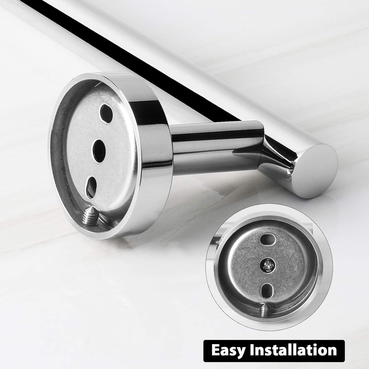 NearMoon Bath Towel Bar, Bath Accessories Thicken Stainless Steel Shower Towel Rack for Bathroom, Towel Holder Wall Mounted (1 Pack, Chrome Finish, 16 Inch)