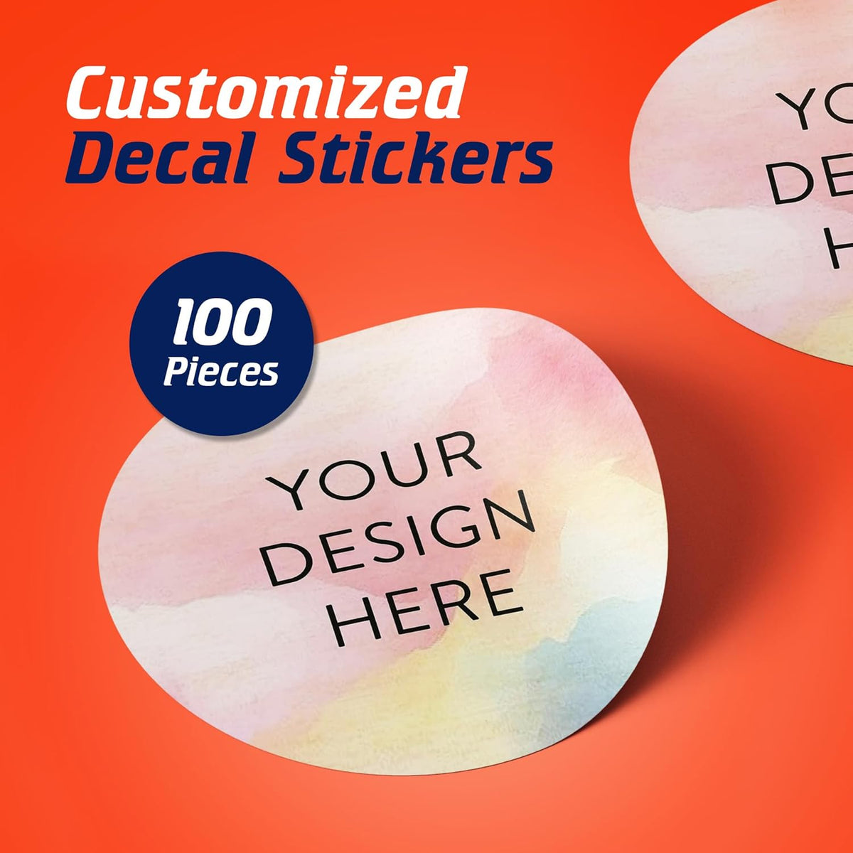 100 Custom Vinyl Stickers - Upload Your own Image, Text, Design, Logo - Personalized Logo Labels for Handmade, Packaging, Bottle, Jars, Candle, Brand Stickers (Watercolor, 2x2)