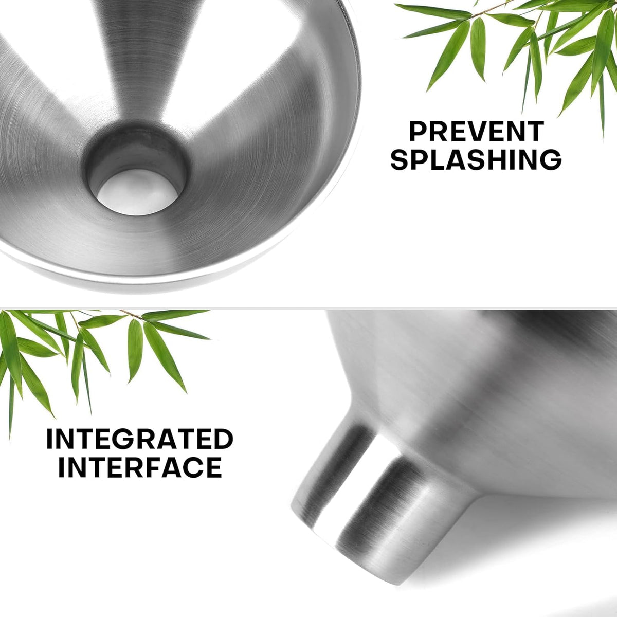 2-Piece Stainless Steel Kitchen Funnel Set with 1-Inch and 0.5-Inch Ports for Transferring and Filling Liquids, Coffee Beans, Spice Blends, and Powders Easy to Clean!