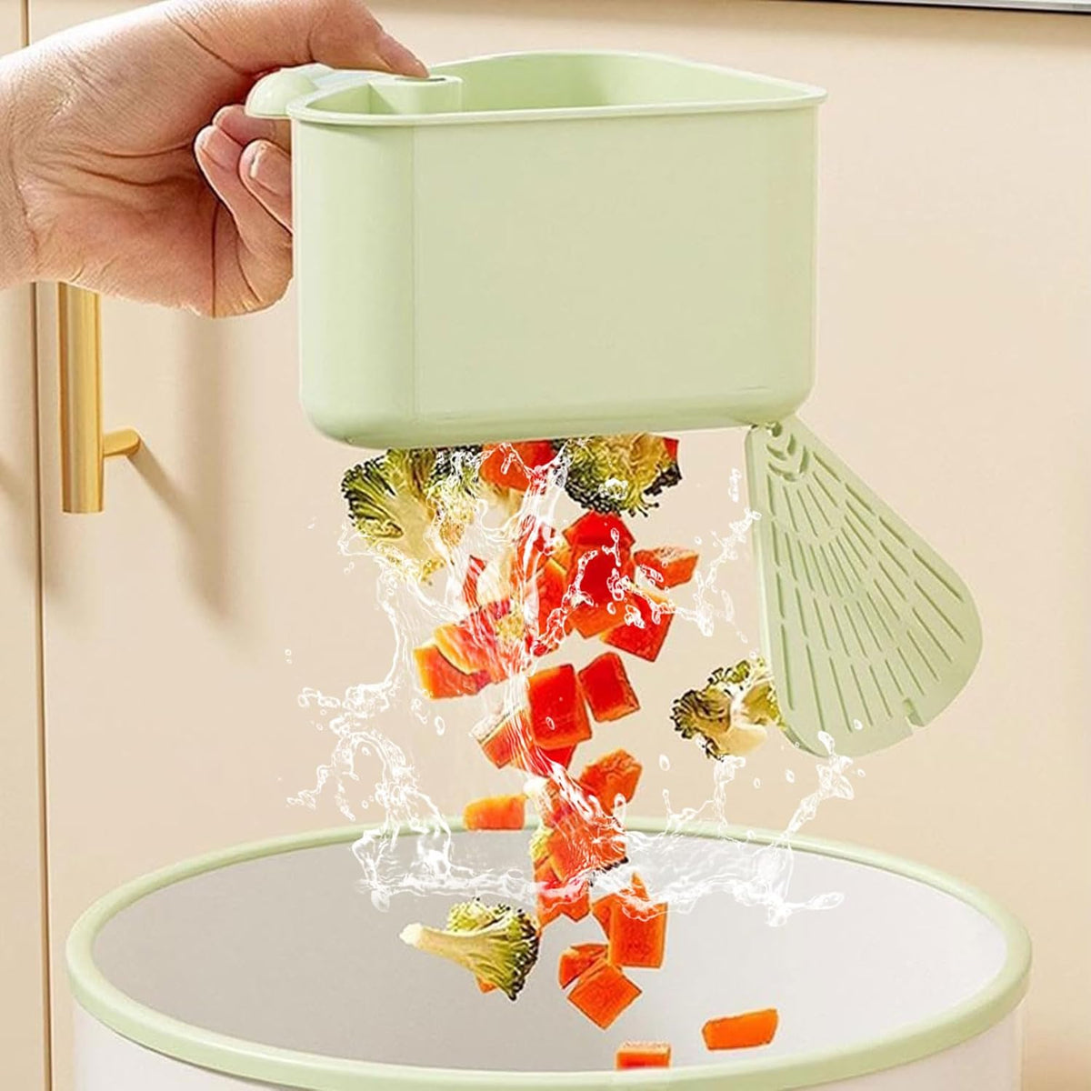 Suction Cup Sink Corner Rack, Triangular Sinks Basket Shelf, Automatic Dumping Corner Sink Strainer with Drain Hole, Food Waste Catcher (2PCS)