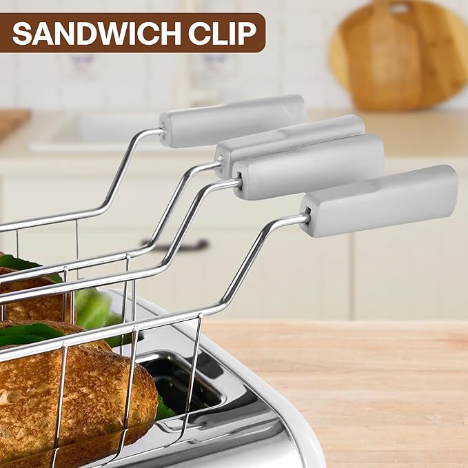 Toast Slice Holder Toaster Warming Rack Practical Stainless Steel Kitchen Tool Sandwich Cage Bread Toast Rack for Baking Home, Gray