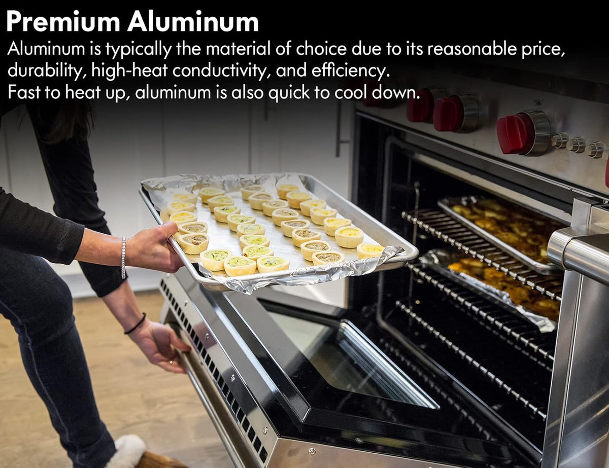 CURTA 6 Pack Aluminum Sheet Pan, NSF Listed Half Size 18 x 13 inch Commercial Bakery Cake Bun Pan, Baking Tray