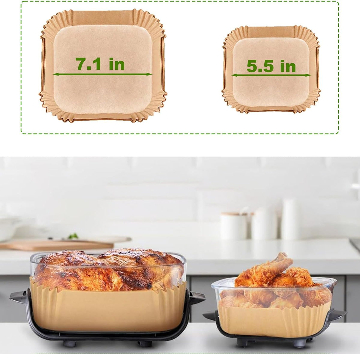 Air Fryer Liners for Ninja Crispi Air Fryer, Ninja Crispi Accessories for Ninja Crispy, 150Pcs Ninja Glass Air Fryer Liners, Crispi Air Fryer Parchment Paper Liners, Ninja Kitchen Appliances