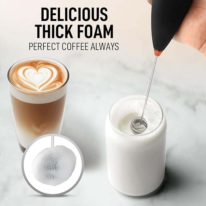Zulay Kitchen Whisk Milk Frother with 4 Duracell Batteries - Powerful Handheld Foam Maker for Coffee, Lattes, Matcha, Hot Chocolate & Cappuccinos - Whip Creamy Froth in Seconds