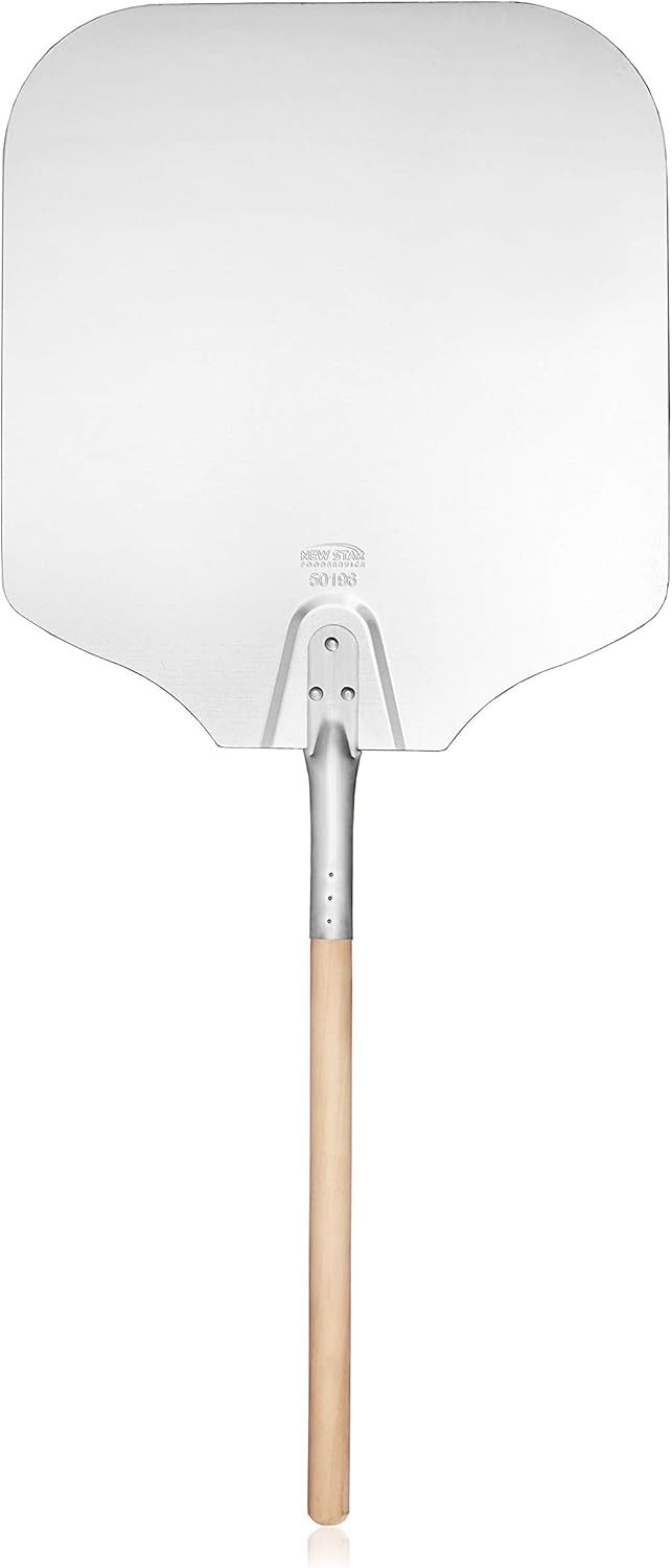 New Star Foodservice 50196 Aluminum Pizza Peel, Wooden Handle, 16 x 18 inch Blade, 36 inch overall