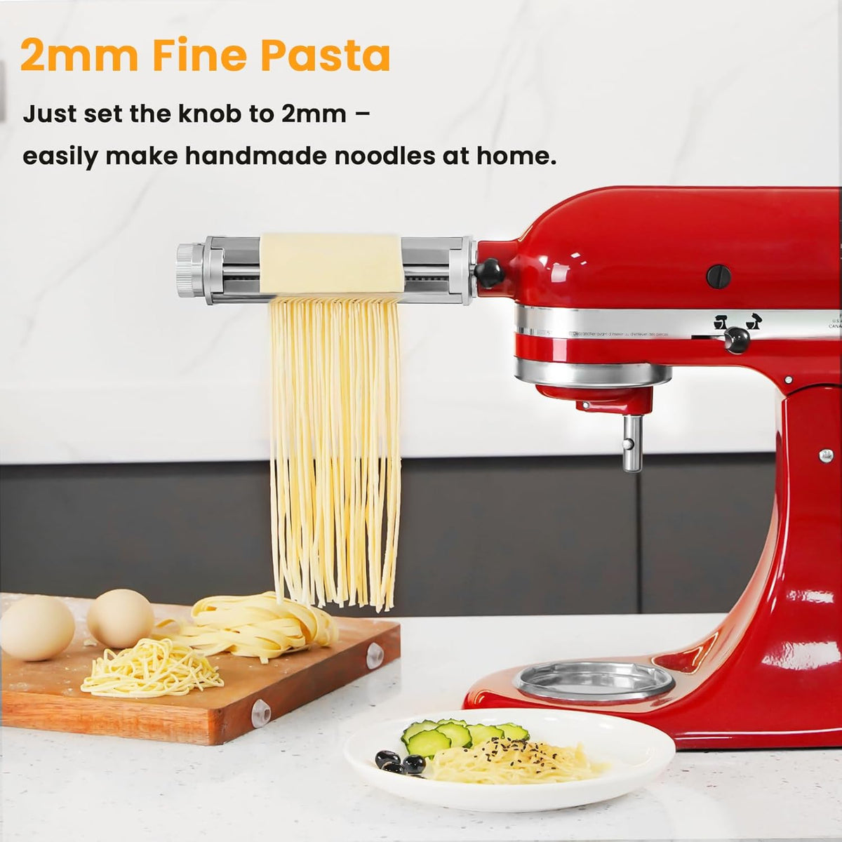 Pasta Roller Noodle Cutters Attachment for KitchenAid Mixers, Pasta Maker Attachment Set Included Dough Sheet Roller, Spaghetti and Fettuccine Cutters Maker Accessories