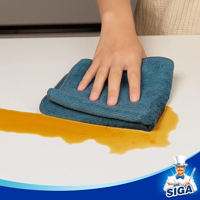 MR.SIGA Microfiber Cleaning Cloth, All-Purpose Microfiber Towels, Streak Free Cleaning Rags, Pack of 12, Light Teal, Size 32 x 32 cm(12.6 x 12.6 inch)