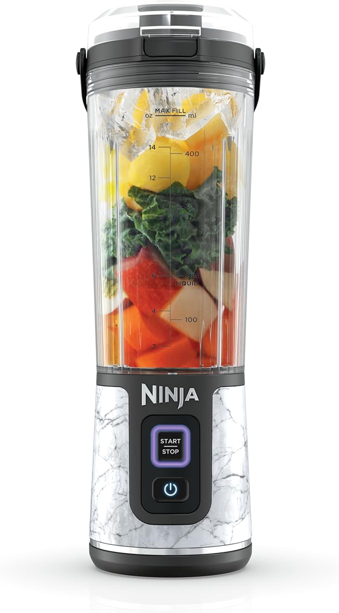 Ninja Blast Portable Blender, Cordless, 18oz. Vessel, Personal Blender for Shakes & Smoothies, BPA Free, Leakproof Lid & Sip Spout, USB-C Rechargeable, Dishwasher Safe Parts, Marble White, BC152MW