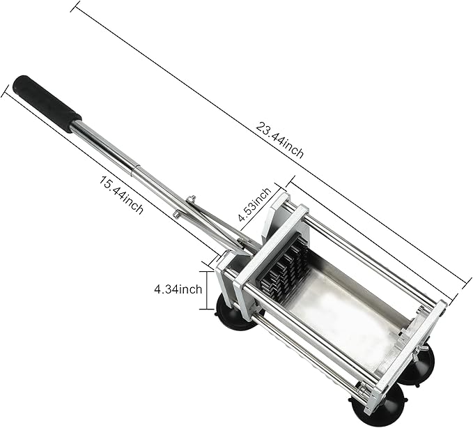 French Fry Cutter, Professional Potato Cutter Slicer, Stainless Steel Blades with 1/2 Inch & 3/8 Inch Blade, Great for Potatoes Carrots Cucumbers