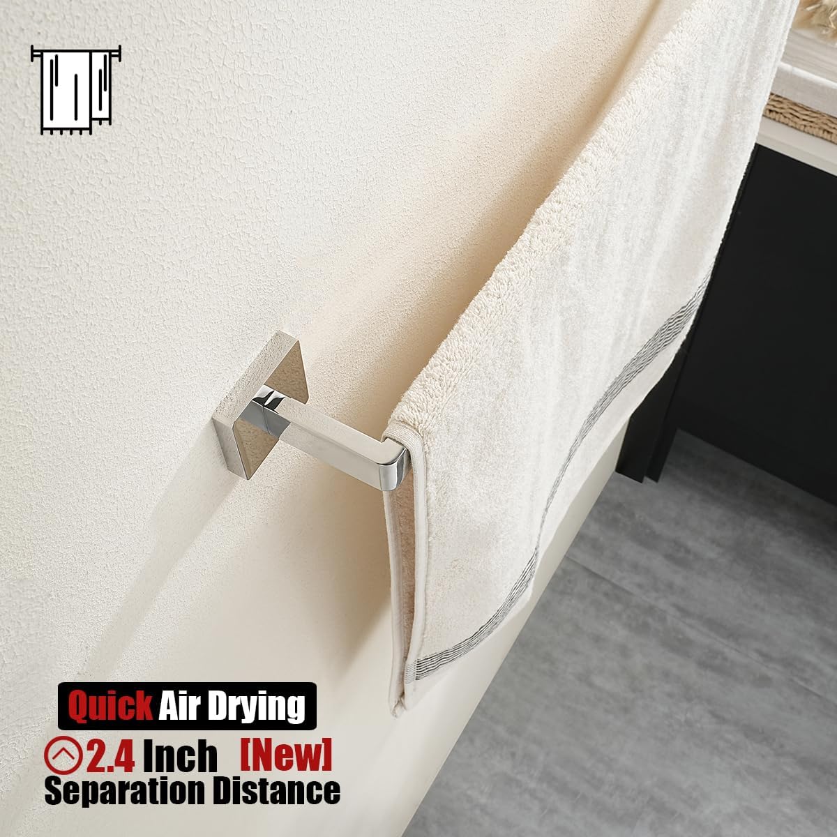 JQK Polished Towel Bar, Rounded Edges 29.41 Inch Towel Rack, 304 Stainless Steel Bathroom Wall Mount, Useable Length 27 Inch, TB250L27-CH