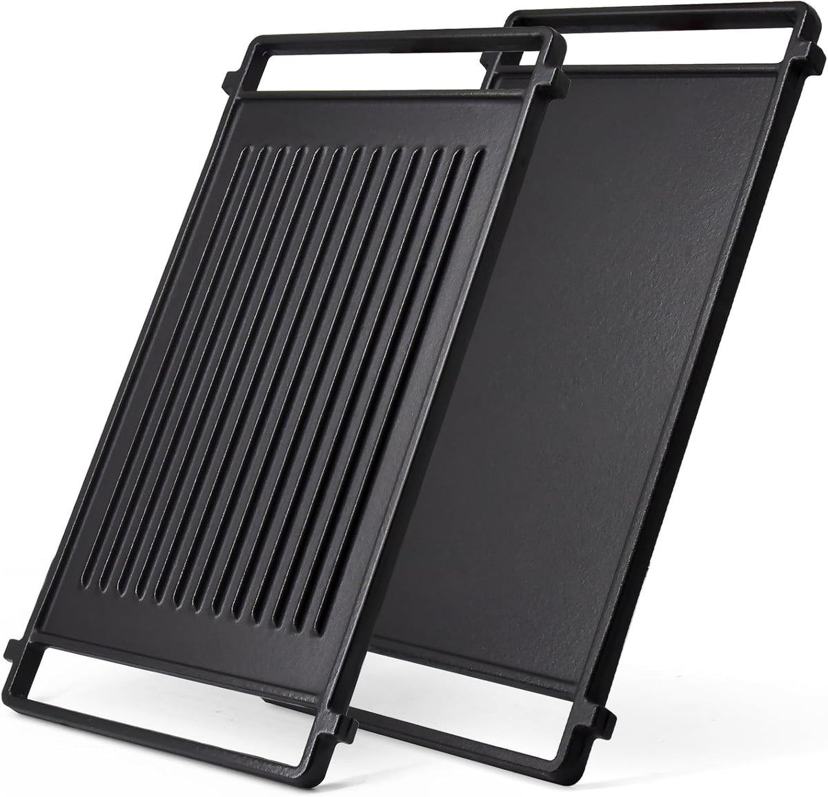 Hiorucet WB31X24998 Cast Iron Griddle Replacement for GE Gas Stove Griddle Plate, JGBS66REKSS Reversible Griddle Flat Top Pan for GE Appliance Gas Range Parts.