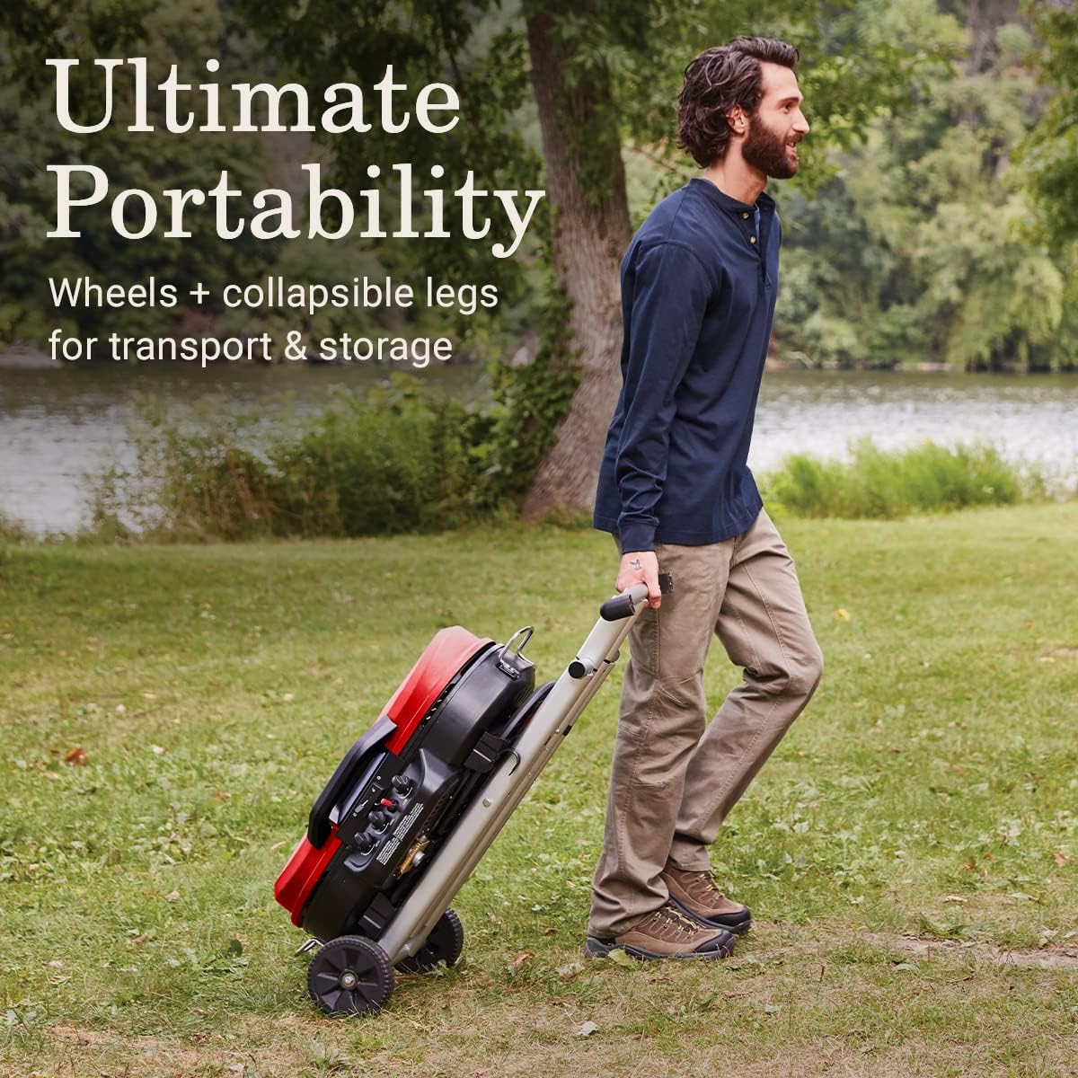 Coleman RoadTrip 285 Portable Stand-Up Propane Grill with 3 Adjustable Burners & Instastart Ignition, 20,000 BTUs of Power for Outdoor Cooking, Camping, Tailgating, Grilling, BBQs, & More