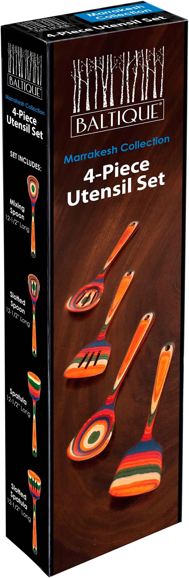 Totally Bamboo Baltique Marrakesh Collection 4 Piece Cooking Utensil Set, Safe for Nonstick