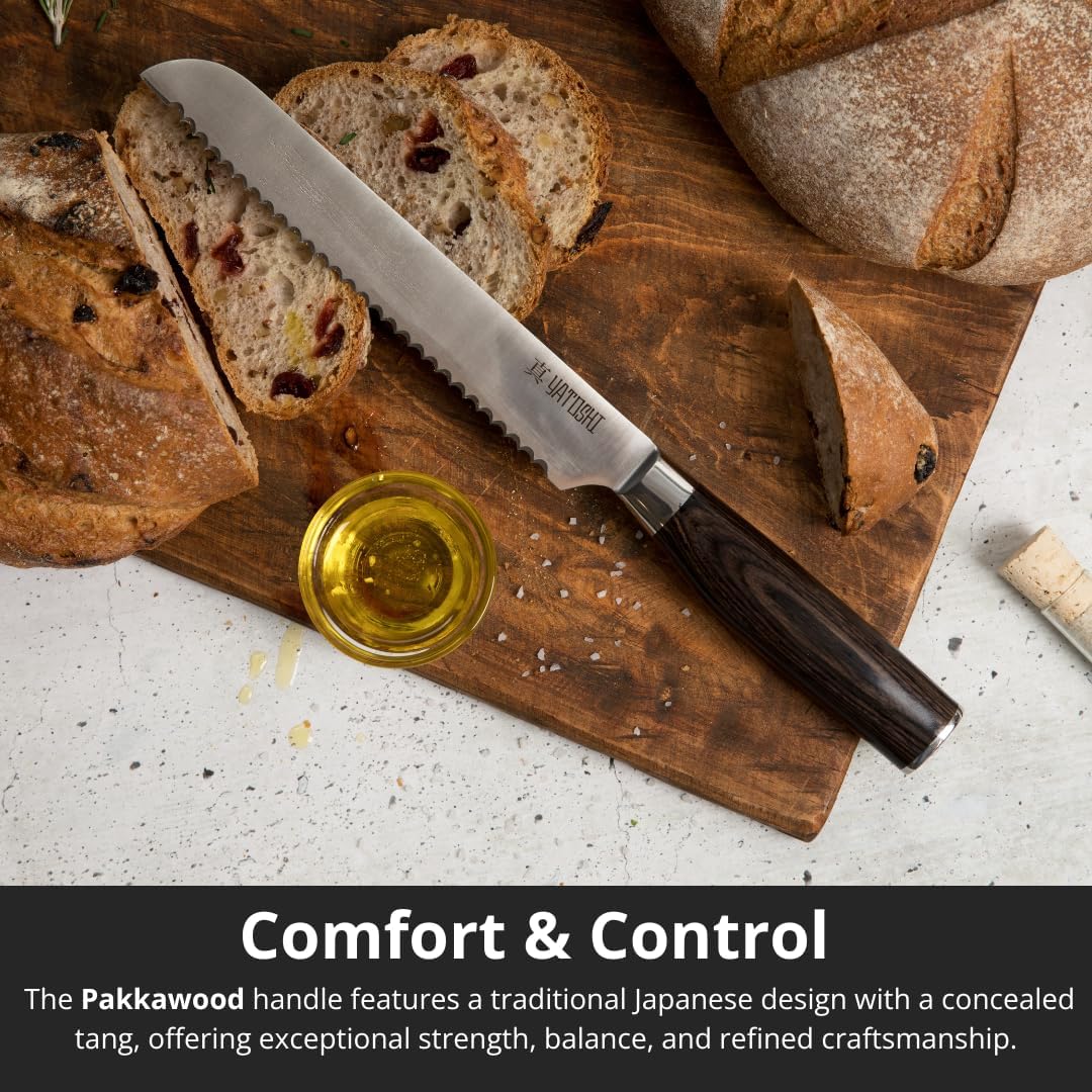 Yatoshi Kitchen Knife Set - 3 Piece, Ultra Sharp High Carbon Stainless Steel, Full Tang