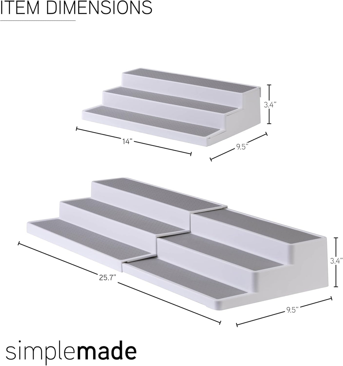 SIMPLEMADE 3-Tier Spice Rack Organizer - Versatile Storage Shelf for Kitchen, Bathroom, Bedroom & Office, Set of 1, White