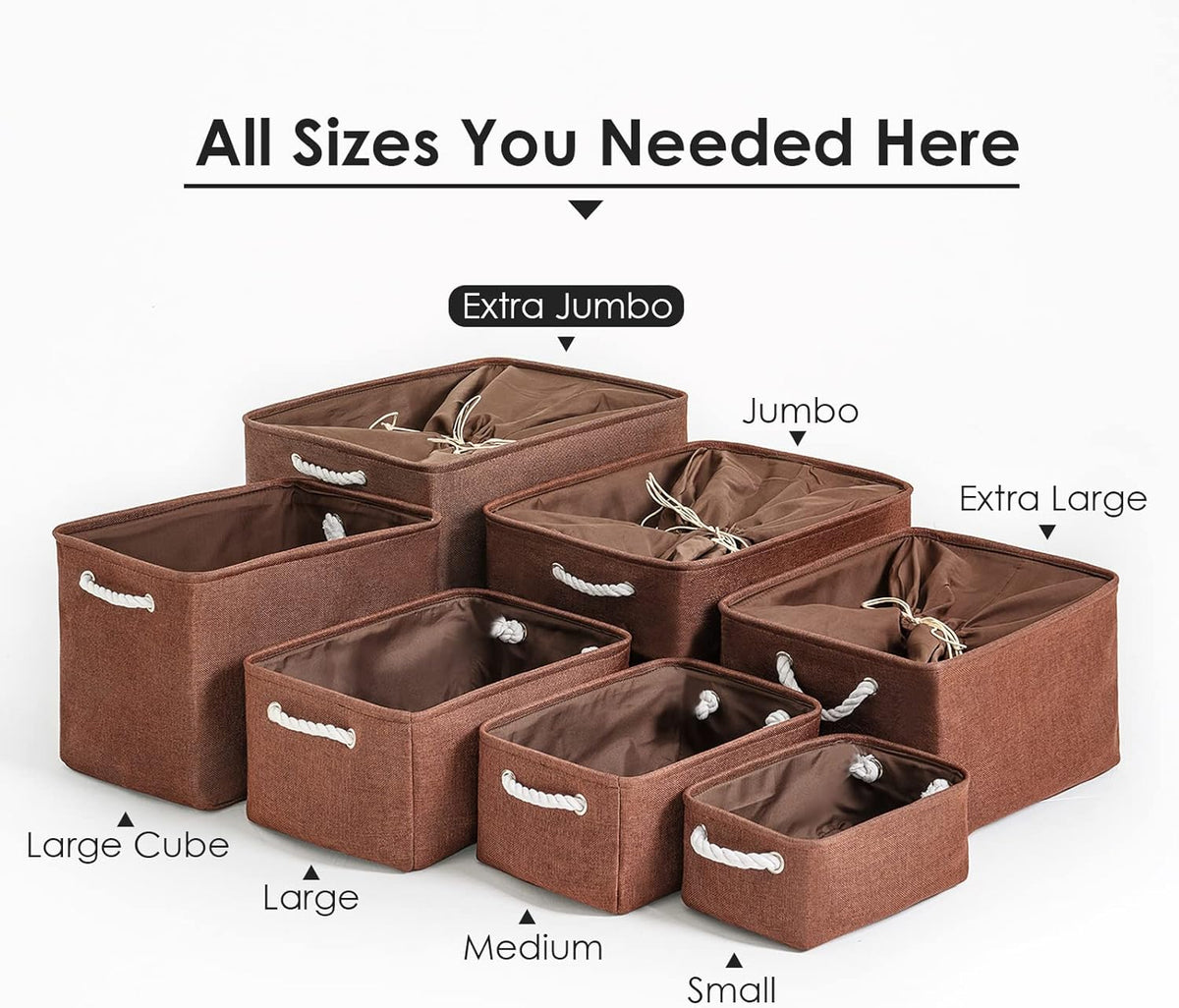 TheWarmHome Organization and Storage for Organizing - Extra Jumbo 3 Pack 20.5x15.7x13.8 inch Fabric Storage Bin for Shelves, Storage cubes for Decorative Shoes Towel Blanket Closet (Brown)