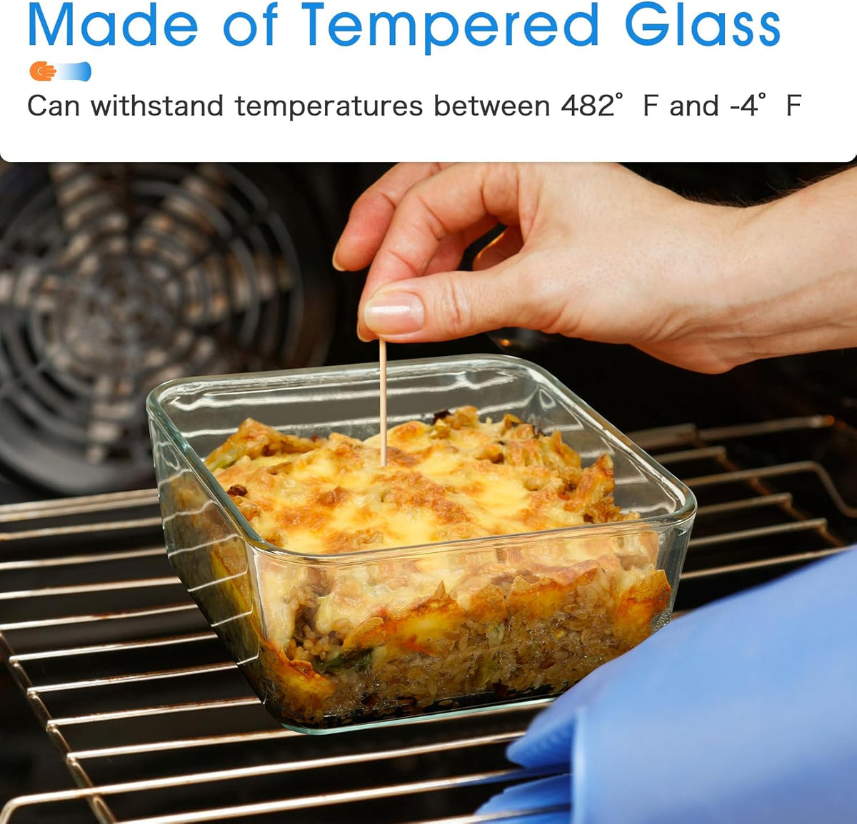 NUTRIUPS 1.1QT Square Glass Baking Dish with Lid, 6×6 inches Deep Small Baking Dish with Lid, Square Glass Baking Dishes for Oven